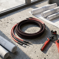 Kabel Harness Daya Arus Tinggi Merah Hitam dengan Terminal Cincin yang Dilapisi Selubung Anyaman untuk Koneksi Peralatan Tenaga Baterai