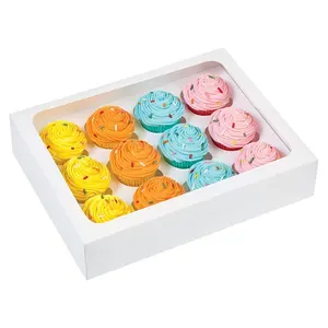 Nuova scatola di imballaggio per torte di Design colore Pantone Oem confezione da forno di dimensioni personalizzate scatola per Cupcake Kraft bianca