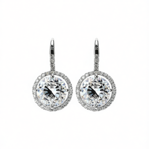 Boucles d'oreilles en diamant Abroza, or blanc, taille brillant ronde, couleur D, certifiées GIA, bijoux de mariage, style classique pour femmes - Product Image 1