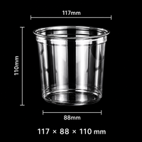 Gobelets jetables transparents en PET de 117 mm avec couvercles, contenants ronds en plastique pour fruits coupés frais, desserts et yaourts