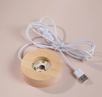 Lámpara LED Creativa de Madera Maciza, Base Redonda Cuadrada de Madera, Soporte USB para Bolas, Adornos de Bolas de Cristal de 6 cm y 8 cm