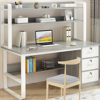 Bureau d'étude en métal pour étudiants avec tiroir, étagère à livres, surface en bois, taille personnalisée, grand bureau stable pour ordinateur à domicile