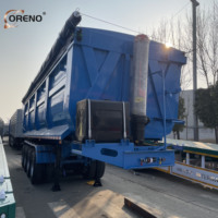 Semi-remorque benne arrière 3 essieux robuste avec vérin hydraulique pour le transport de déchets de construction et de marchandises