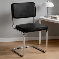 Chaise Moderne Robuste en Cuir PU Résistant aux Charges Lourdes avec Pieds en Métal, Facile d'Entretien, Imperméable, Design Élégant pour Café, Magasin, Restaurant