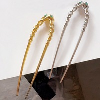 Épingle à cheveux en métal en forme de U, tendance, en forme de serpent, pince à cheveux torsadée avec strass, accessoire capillaire