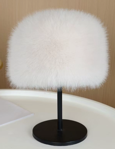 Autumn and winter <b>flat</b>-top <b>hat</b>, warm imitation fur, bucket-shaped plush <b>hat</b> - Product Image 1