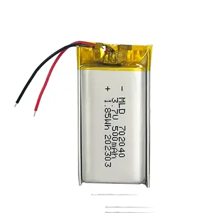 High Quality Promotion 702040 Renewable Energy Providers 3.7V Battery Li-Ion Polymer Rechargeable 500mAh