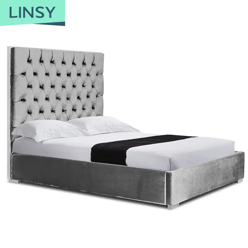 Linsy Americana Camas Modernasベッドルーム家具セット高級フルキングサイズベッドフレーム収納付きK182
