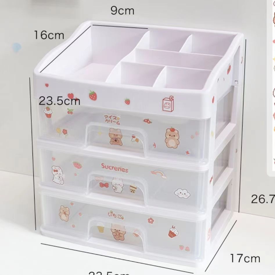 White 4-layer 3-drawer