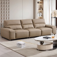 Meuble TV carré moderne en cuir véritable Table basse murale avec hauteur réglable Meubles de salon Étagères en verre