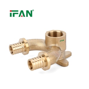 Conector de pared IFAN de latón con doble entrada y salida, rosca hembra para tubería <span class=keywords><strong>multicapa</strong></span> PEX - Product Image 5
