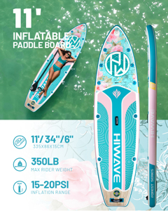 OEM ออกแบบฟรี 11'*34''*6'' บอร์ดพายน้ำแบบเป่าลมพร้อมที่จับแบบ Drop Stitch สำหรับเล่นกลางแจ้ง รุ่น HW08 ชุดอุปกรณ์ครบชุด ปรับแต่งได้ - Product Image 5