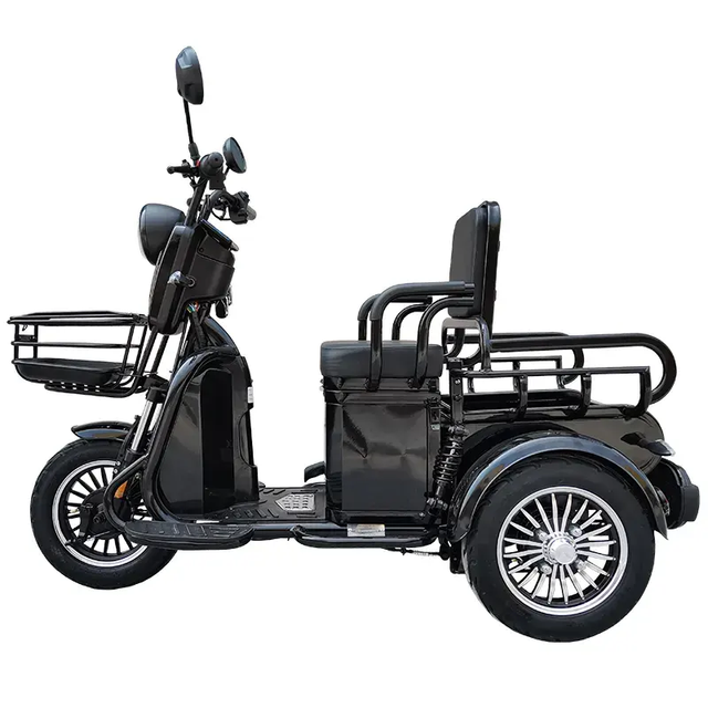 2025 Wholesale Elderly 3 Wheel Double Seat Aluminum Alloy Rear Hub Motor Electronic Electric Tricycle for Adults