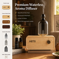 Diffuseur d'huiles essentielles commercial personnalisable en bois de hêtre 30 ml, sans eau, silencieux, rechargeable, nébulisation à air froid, LED, pour la maison