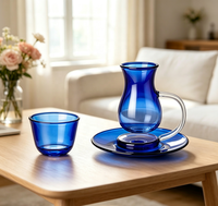 Ensemble de tasses en verre borosilicate coloré avec poignée, petite tasse à café et soucoupe, style pichet pour servir le café et le thé