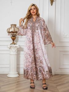 241104 elegante abito con gonna lunga Cross Border abaya ricamato tempestato di diamanti per donne musulmane del Medio Oriente per la primavera - Product Image 2