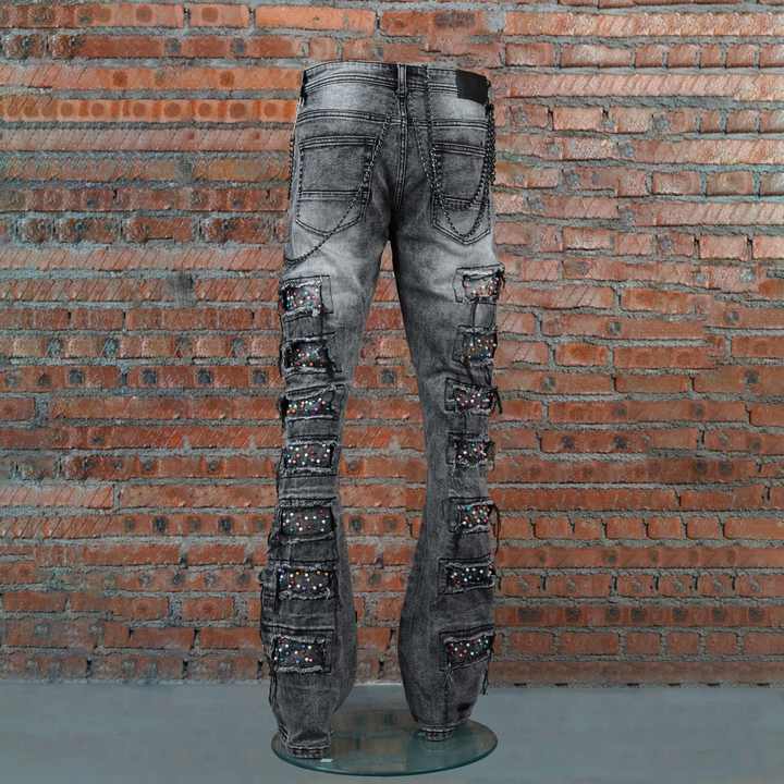 2024 High Quality Mid Waist Men's Stacked Jeans Softener Fabric Straight Style Hole Directly Manufacturer Supplier Exporter