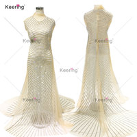 WDP-083 Haute Couture prêt à l'emploi panneau dentelle tissu avant et arrière garnitures avec pierres strass Applique