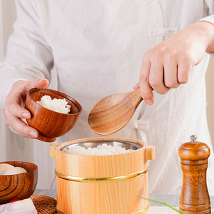 Ustensiles de cuisine en bois d'acacia à grandes feuilles, spatule antiadhésive en teck et <span class=keywords><strong>petite</strong></span> cuillère à riz pour la cuisson et le service de plats chauds - Product Image 5
