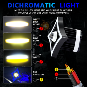 Nuevo Diseño, Faro Delantero con Anillo de Ángel Colorido, Luz de Trabajo, Ojo de Ángel, Doble Color, Amarillo y Blanco, Luz Auxiliar para Conducción en Niebla, 12V 40W - Product Image 6