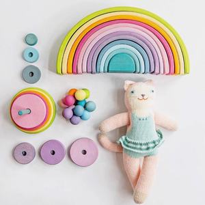 Bambini Giocattolo di Legno Arcobaleno Blocchi di Accatastamento 12 <span class=keywords><strong>Colori</strong></span> di Apprendimento Geometria Blocchi di Costruzione di Gioco di Torre di Giocattoli Educativi - Product Image 4