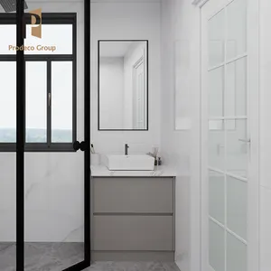 Apartment Narrow Grey Wall Mounted Plywood Modern Design Bathroom Cabinet