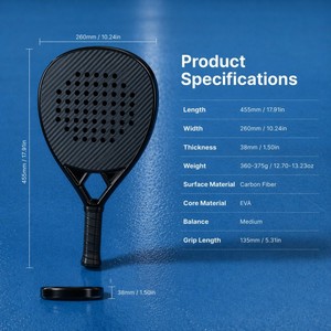 Raqueta de Pádel HYM 12K de Carbono con Superficie Brillante, Forma de Diamante, 38 mm, 360 g, Núcleo de EVA, Profesional, Personalizada, Venta al por Mayor - Product Image 4