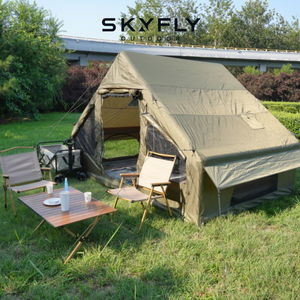 Tente de <span class=keywords><strong>camping</strong></span> gonflable d'extérieur imperméable à double porte avec fenêtre de toit, en tissu Oxford vert, 12 m², personnalisable OEM, vente en gros - Product Image 5