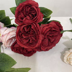 Flores rosas artificiales para decoración <span class=keywords><strong>de</strong></span> boda, 6 cabezas, venta al por mayor, romántico, inglés, austin, repollo, venta al por mayor - Product Image 3