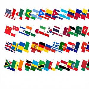 Juego de Banderas Internacionales de 5x8 Pulgadas, Poliéster Resistente a la Decoloración, Ligero y Resistente a Desgarros, para Celebraciones Festivas Mundiales - Product Image 1