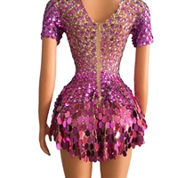 Scintillant une ligne paillettes paillettes robes de fête d'anniversaire robe de bal courte danseuse scène Performance Costume femmes Sexy Mini Club robe