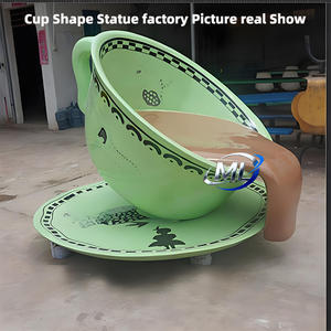 Sculpture extérieure personnalisée en fibre de verre durable, surdimensionnée, en forme de tasse de café verte, pour la décoration de rues commerciales et de centres commerciaux - Product Image 3