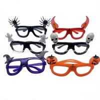 Lunettes lumineuses LED d'Halloween en plastique noir, motif araignée, crâne effrayant, citrouille, accessoires de fête, articles lumineux, verres TAC