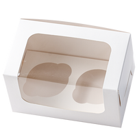 Boîte à biscuits en carton ivoire de haute qualité avec fenêtre transparente en PET, boîte à cupcakes de qualité alimentaire, boîte à pâtisserie personnalisée