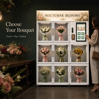 Distributeur Commercial de Fleurs Fraîches en Acier Inoxydable, Armoire Réfrigérée à 8 Casiers pour Bouquets, Gestion Basée sur le Cloud pour