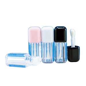Luxury Unique Cube Lip Tint case 4ml Lip Oil Liquid Lipstick Tube square Transparent Lip <b>Gloss</b> Bottle With Big Brush - Product Image 1