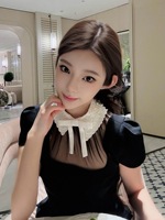 Nouvelle robe d'été décontractée pour femmes, classique, noire, avec patchwork et logo sur le devant, manches courtes, offrant un look mince et élégant