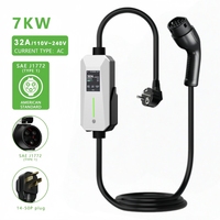 Boîtier anti-UV et ignifuge, chargeur EV portable de niveau 2 rapide 32A, type 1 J1772, 240V 7,7 kW, prise NEMA 14-50, haut de gamme