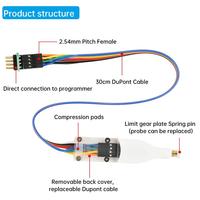 Sonde à ressort pour le téléchargement, l'écriture et la gravure de puces SOP8/WSON8/QDFN8, graveur de puces Flash avec câble pour tester et programmer