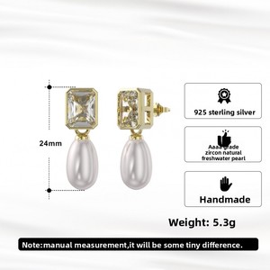 Pendientes de Plata de Ley 925 Chapados en Oro con Perlas Barrocas de Agua Dulce en Forma de Lágrima, Estilo Retro Elegante para Mujer, 24 mm, Estilo Coreano - Product Image 4