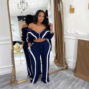 Y0561 Nuevos pantalones de pierna recta sueltos bloqueados de color de moda para mujer Conjunto de dos piezas deportivo e informal - Product Image 3