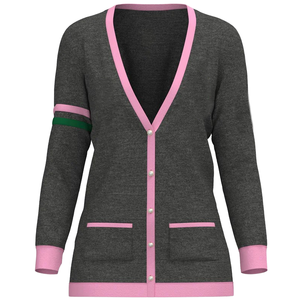 Cárdigan de punto con cuello en V para hombre, color granate, manga larga, transpirable, para verano, precio mayorista económico, color y talla personalizables - Product Image 1