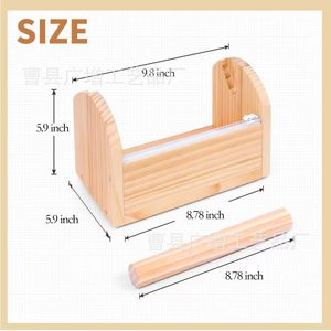 Wooden Tape Cutter With Colorful Rolls <b>Desktop</b> Organizer For Craft And Office Use - Product Image 5