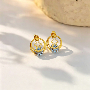 Aretes Minimalistas <span class=keywords><strong>Miou</strong></span> de Acero Inoxidable Chapados en Oro de 18K para Niñas, Diseño de Lazo y Mariposa, Joyería Pequeña Moderna con Circonita - Product Image 3