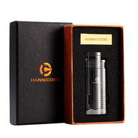 Briquet à cigares Genesis de luxe, durable, coupe-vent, écologique, portable, multifonctionnel, en métal, rechargeable, triple torche, cadeau d'affaires