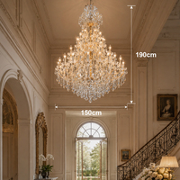 Lustre en cristal doré à plusieurs niveaux, grand modèle style bougie, luminaire suspendu pour villa, escalier, grand hall, lampe suspendue d'intérieur de luxe
