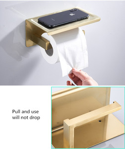 Étagère pour téléphone portable, porte-serviettes en or brossé, auto-adhésive, 1 pièce - Product Image 5