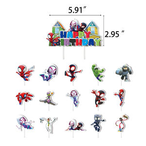 Personnage de dessin animé Anime joyeux anniversaire fête décoration <span class=keywords><strong>Spiderman</strong></span> et ses amis incroyables bannière drapeau ballon ensemble pour enfants jouet - Product Image 4