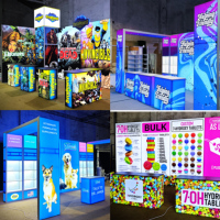 Stand d'exposition personnalisé avec boîte à lumière, 20 pieds, modulaire, rétroéclairé par LED, en tissu, avec cadre en aluminium, portable, boîte à lumière SEG