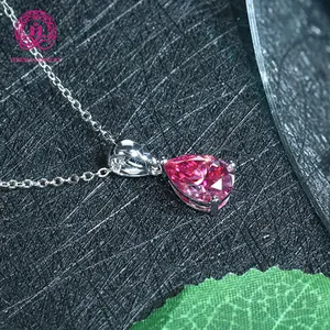 Grace ful Moissan ite Schmuck GRA zertifiziert 2ct rosa Moissan ite Anhänger 14 Karat Weißgold Halskette als Geschenk